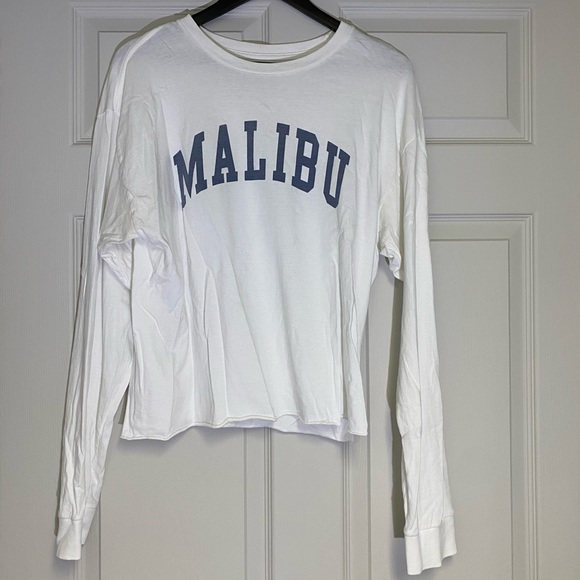 Brandy Melville white shirt with “Malibu” in blue lettering - Picture 1 of 1